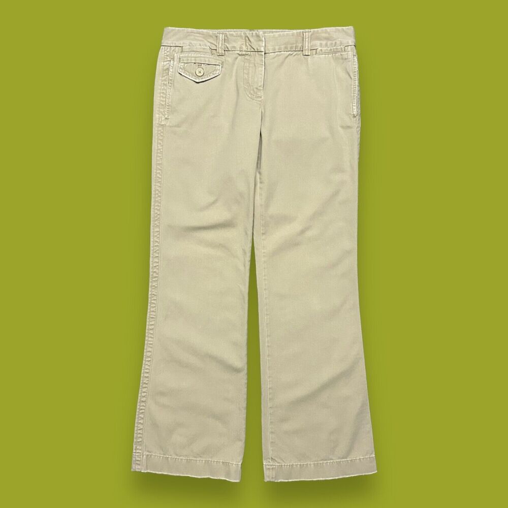 Vintage y2k Pants Low Rise Flare Bootcut J Crew 33x31 Cotton Canvas Beige Tan